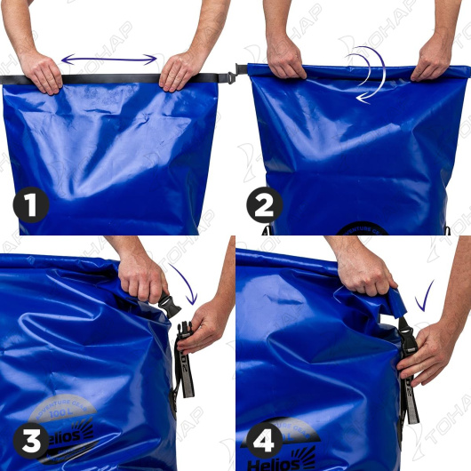 Герморюкзак 100 л (ПВХ, синий/черный) (HS-GR-100-BB) Helios