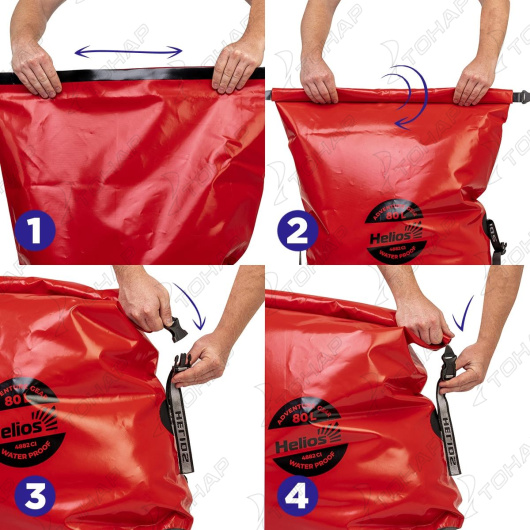 Герморюкзак 80 л (ПВХ, красный/черный) (HS-GR-80-RB) Helios