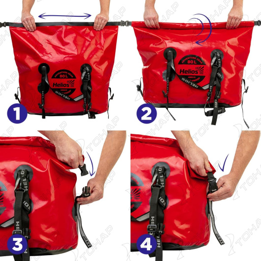 Гермосумка 80л (ПВХ, красный/черный) (HS-GS-80-RB) Helios